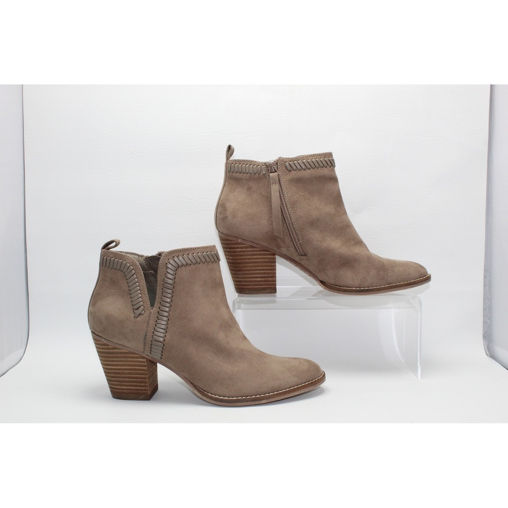 DV Dolce Vita Womens Taupe Whipstitch Ankle Boots Block Heel Size 8.5 NWOB‎